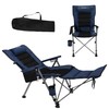 Folding Reclining Camp Chair with Footstool for Camp, Picnic, Lawn,
