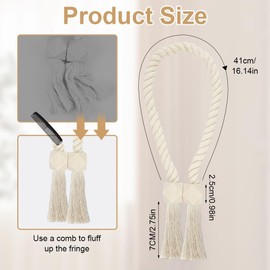 4 Pieces Magnetic Curtain Tiebacks,60 cm Magnet Curtain Tie Backs