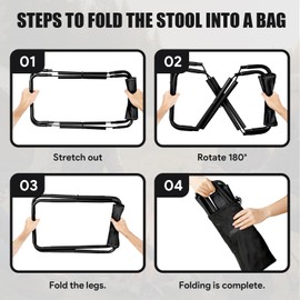 CHENEDY Camping Stool,2-Pack Portable Folding Stool with Carry Bag, 12in Portable Folding Chair Collapsible Camp Stool Outdoor Footstool for Travel Walking Hiking Fishing Picnic (Black(2-Pack))