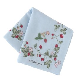Wedgwood 260466-0001-02 Front Gauze / Back Towel Handkerchief Wild Strawberry (Blue) [100% Cotton] Women's Women's Approx. 9.8 inches (25 cm), blue