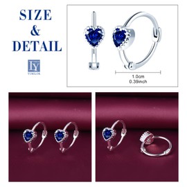 Yumilok Women's Hoop Earrings Silver 925 Sterling Silver Cubic Zirconia Heart Stud Earrings Huggie Piercing for Girls, Silver