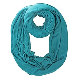 Luxury Divas Teal Blue Long Jersey Knit Circle Infinity Scarf