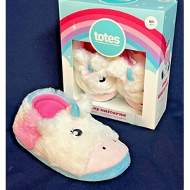 Totes Childrens "Cozy Unicorn"  Indoor + Outdoor Slippers • Size MD 13-1 • NEW!