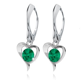 Earrings 925 Silver Hanging for Women Heart Earrings Girls Drop Earrings with Round Crystals Stone Jewellery for Her Gift Mother's Day Valentine's Day, Sterling Silver Glass, Crystal