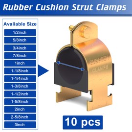 Wintcomfort Rubber Cushion Strut Clamp, 10 Pcs Heat Resistant Zinc-plated Strut Clamps, 7/8" Mount Strut Clamps for Mounting Copper Piping, PEX Piping, Galvanized Tubing, and Gas Pipe