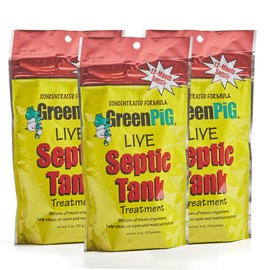 GREEN PIG 54A Live Tank Treatment Aids in The Breakdown of Septic Waste to Prevent Backups with Easy Dissolvable Flush, Consumer Strength, 12 Count