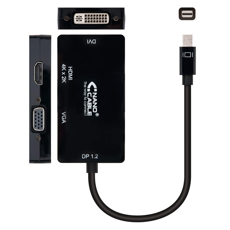 Mini DP to VGA/DVI/HDMI Converter 3 in 1 Black Length