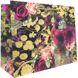 Jillson Roberts Large Floral Gift Bags, Exquisite with Foil Accents (12 Pcs)
