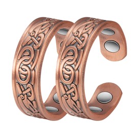 EnerMagiX Copper Rings for Women, Copper Rings, 99% Pure Copper Retro 2PCS Set Magnetic Therapy Ring,Fashion Copper Jewelry (0915-2PCS)