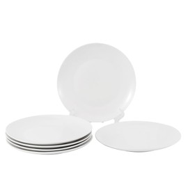 QOIUPXE 8 Inch White Ceramic Plates Set of 6 – Porcelain Round Plates for Salad, Appetizer, Dessert, Snack, Bread, Side Dish, Small Dinner, Kitchen Tableware, Everyday Dishes, Microwave Safe