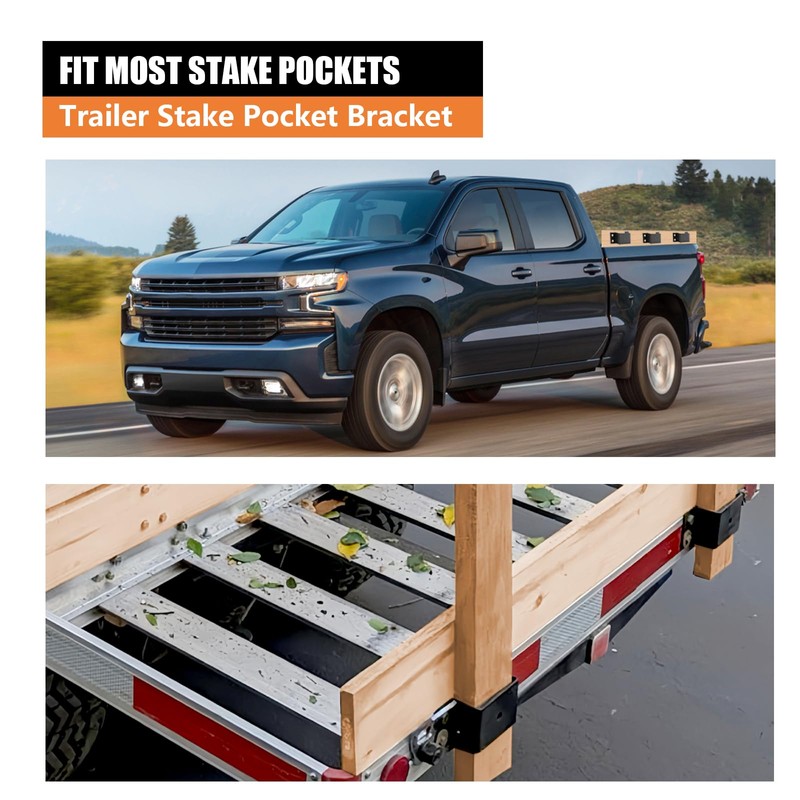 SALUINOKI 8 Pack Steel Trailer Stake Pockets for 2x4 Wood,