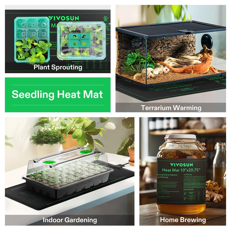 VIVOSUN 2 Pack Durable Waterproof Seedling Heat Mat 10" x