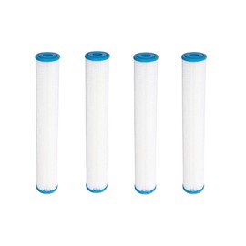 Pack of 4: Hydro-Logic TALLBoy Compatible Pleated Sediment Water Filter 2.5" x 20" | 10 Micron Nominal Filtration for Standard Slim Blue Filtration Systems