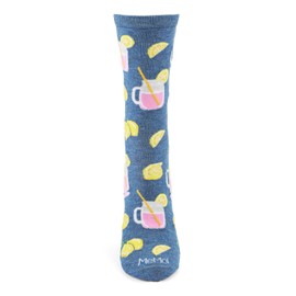 MeMoi Pink Lemonade Rayon Blend Crew Sock Denim Heather 9-11