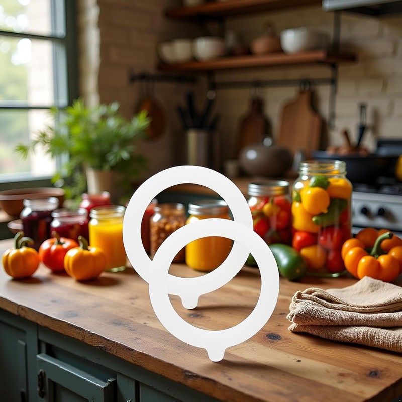 2Pcs White Silicone Jar Gaskets Replacement Rubber Seals Rings Sealing