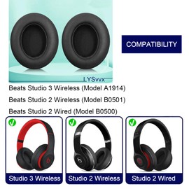 Studio 3 Ear Pads - Replacement Earpads Cushions Specifically Designed for Beats Studio3 and Studio 2 Headphones (Black)