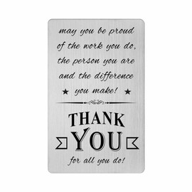 FALOGI Thank You Cards, May You Be Proud of The Work You Do, Teacher Employee Volunteer Appreciation Gifts, Cute Metal Engraved Wallet Card