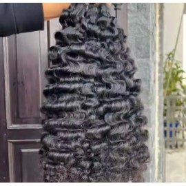 Factory Hair Wholesale Cuticle Aligned Raw Indian and Brazilian Human Hair Extension Raw Vietnam Human Burmese Curly Haircolor: 1 natural wavy, Stretched Length: 12 Inches