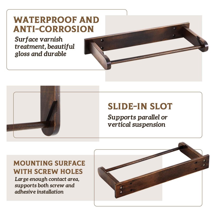 Colingmill Wall Mounted Wood Paper Towel Holder Wooden Roll Hanging