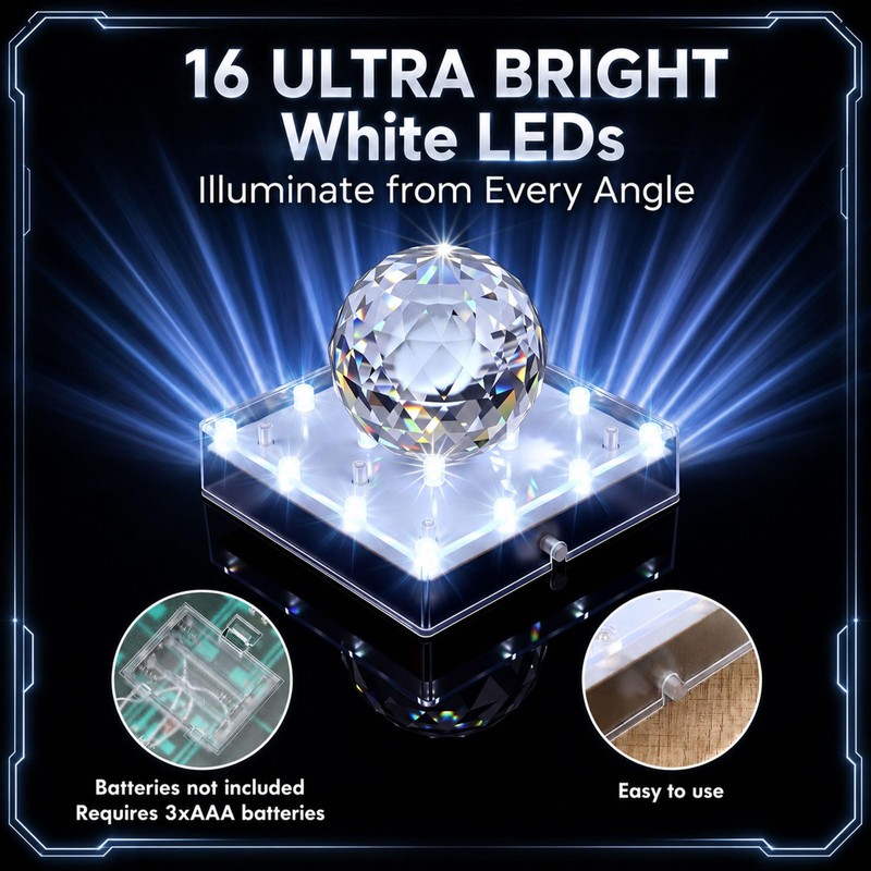 Wettal 10 Pack Square LED Light Base for Glass Art