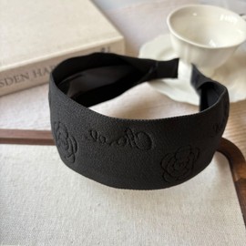 EZ PEACH Headband Simple, Popular, Painless, Wide, Pleat, Glossy, Party, Hair Accessories, Hair Arrangement, Hair Band, Simple, Solid, Wide, Hide Gray Hair (Black, Approx. 2.0 inches (5 cm)