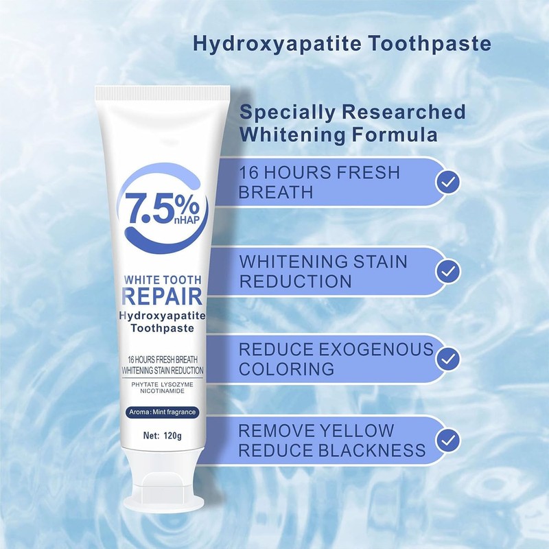 2Pcs 7.5% Hydroxyapatite Toothpastes for Enamel Protection and Tooth Strengthening,