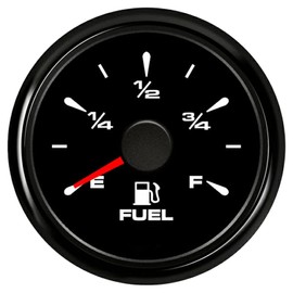 Marine Fuel Gauge，Waterproof Gas Meter，5 Signals Adjustable 240-33ohm 0-190ohm 240-30ohm 0-180ohm 10-180ohm，8-Color Backlight, 9-32V for Boats, RVs, Yachts, Motorcycles, Trucks, Cars，Vehicle (Black)