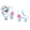 Sparkly Roller Skates Earrings - White and Pink Glitter -