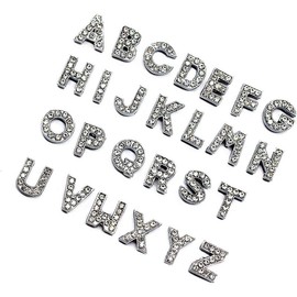130 count A-Z Full Rhinestones Charms 8mm Slide Alphabet  Letters for DIY Slide Wristbands Bracelets,Hair Clips, Making Charms, 130 count - Color: 50PCS Letter A