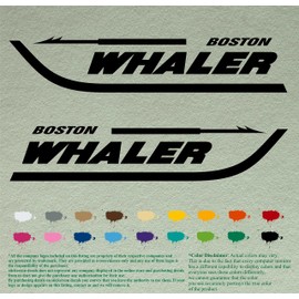 Pair of Boston Whaler Compatible Replacement Decals Vinyl Stickers Boat Outboard Motor Set of 2 (18" X 3.75", Black 070)