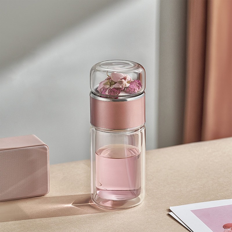 Tea Infuser Bottle 420ml Double Layer Stainless Steel Leakage Proof