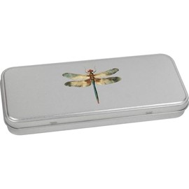 Azeeda 'Open Winged Dragonfly' Metal Hinged Stationery Tin/Storage Box (TT00256324)
