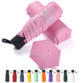GAOYAING Compact Travel Umbrella with Case Sun&Rain Lightweight Small and Compact Suit for Pocket Pink 2 Packs
