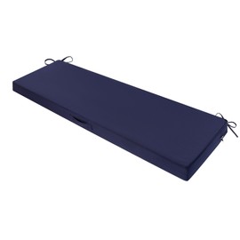 SHACOS Outdoor Bench Cushions 54 x 16 x 3.2 Inch Thick Bench Cushion, Waterproof Fade-Resistant Removable Cover with Ties Piping Edge, Bench Seat Cushions for Patio Porch Furniture, Navy