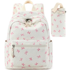 LEDAOU Small Backpack for Women Mini Backpack Purse for Girls Teens Kids School Travel Shoulder Bag 2 Pieces Women Backpacks Set, Pink Butterfly Knot6, S