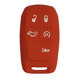 Key Fob Cover RAM 2500: 5 Buttons Silicone Remote Case Protector Fit for Dodge RAM 2500 3500 4500 5500 2019 2020 2021 2022 2023 2024 68475385AA 68374994AB GQ476T 1470A76T 68374994AC 68374994AA Red