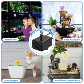BlueYu Mini Submersible Pump, Small Fountain Pump with & Sensor (DC 5V USB) for Fish Tank, Pet Fountains, Water feature, Tabletop Fountain, Pond, Hydroponics, Cat Drinking Fountain Replacement Pump