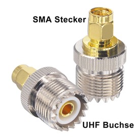 Boobrie UHF Female to SMA Male Adapter Pack of 2 UHF to SMA Coaxial Connector HF Coax Connector SO239 Handheld Antenna PL-259 Converter for Walkie Talkie Antennas Broadcast Radios WiFi