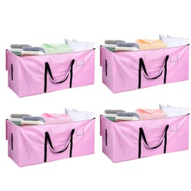 66 Gallon Extra Large Moving Bags - Heavy Duty Storage Bags with Zipper & Strong Handles, Pink Packing Bag for Moving, Storage, Travel and Camping, College Dorm & Home Supplies, 4 Pcs