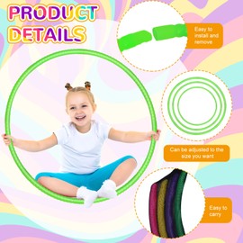 WinnerWhy 2 Pcs Toy Hoop Exercise Hoop Detachable Adjustable Plastic Toy Ring Playground Equipment for School Colored Circles Exercise Ring for Teens Dog Agility Equipment(Green,26 Inch)