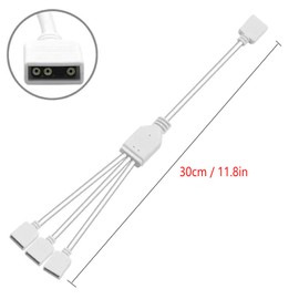 Jstincal 2PCS White ARGB Spliter Cables, 5V 3-Pin Addressable RGB 1-to-3 Y Spliter Cables, for Computer Chassis, 1 to 3 ARGB Cables, 1-to-3 ARGB Extension Cables, 11.8 Inches