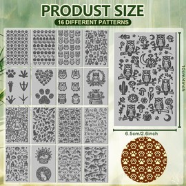 CONCHLERY 16 Sheets Clay Texture Mat Animal Series Cats Owls 4x2.6 Inch