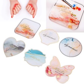 Nail Palette, 6pcs Acrylic Nail Art Palettes Gel Polish Color Mixing Holder Nail Tip Display Tray DIY Nail Polish Mix Painting Board Manicure Makeup Tool for Home Salon Use