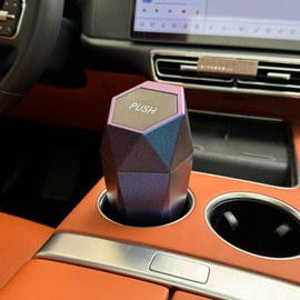 Ginsco Car Trash Can with Lid, Cup Holder Garbage Can for Car, Garbage Bin Cars Accessories for Interior, Leakproof Small Trash Bin, Mini Trash Can for Cars, Home, Bedroom, Office(Iridescent Blue)