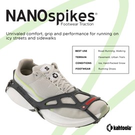 Kahtoola NANOspikes Footwear Traction for ICY Winter Road Running & Walking - Charcoal - Small