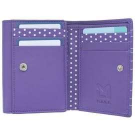 Mala Leather Moonflower Collection Small Leather Purse RFID Blocking 3552_56 Purple