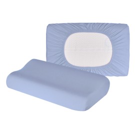 Cushion Cover for Neck Pillow Neck Support Pillow Health Pillow Made of Cotton for Sizes from 35 x 60 to 45 x 75 cm (Light Blue 102)