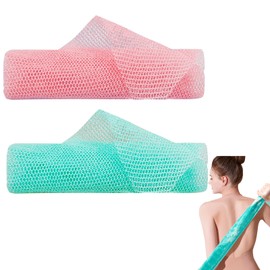 African Net Sponge, Nylon African Bath Sponge, Long Mesh Bathing Body Exfoliating Shower Cleaning Spa Massage for Men & Women, Deep Scrubber Cleaning, Quick-Dry, Skin-Smoothing(Pink and Green)