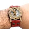 Nautical Comfort Wearable Antique Sundial Compass Brass and Leather Wrist