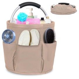 WANDGU Cleaning Supplies Organiser: Cleaning Basket Organiser with Handle, Foldable Cleaning Agent Storage, 28 x 28 cm Garden Tools Bag with 6 Outer Pockets, Universal Cleaning Caddy for Garden